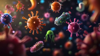 Microscopic View of Viruses and Bacteria