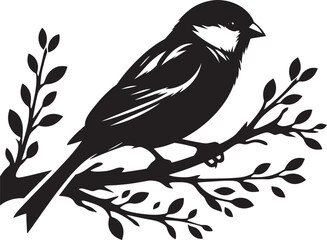 Beautiful sparrow bird silhouette vector illustration isolated on white background
