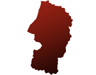 Obraz premium 山形県 地図 赤 グラデーション 