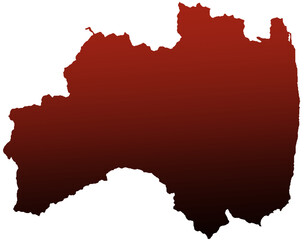 福島県　地図　赤　グラデーション