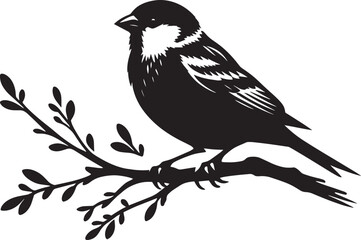 Beautiful sparrow bird silhouette vector illustration isolated on white background