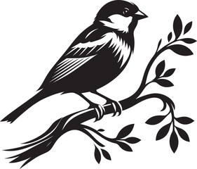 Beautiful sparrow bird silhouette vector illustration isolated on white background