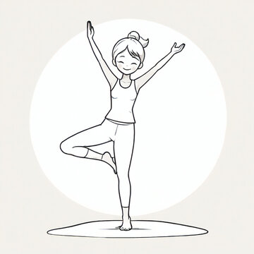 recommend clip art: 楽しげにヨガのポーズをとる女性