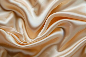 Draped Smooth Golden Silk Fabric with Soft Waves and Subtle Light Reflections