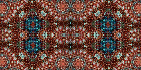 Seamless kaleidoscope pattern. The texture of the woven pattern. Endless pattern