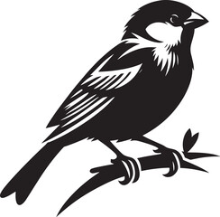 Beautiful sparrow bird silhouette vector illustration isolated on white background