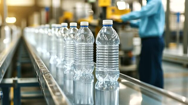 Workers Sorting Plastic Bottles in Recycling Factory