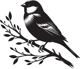 Obraz premium Beautiful sparrow bird silhouette vector illustration isolated on white background