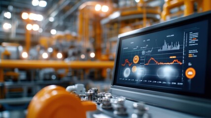 Conceptual image of crude oil demand represented by graphs over oilfield, economic theme, global impact, crude oil industry, financial overlay