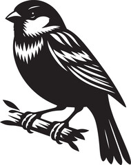 Beautiful sparrow bird silhouette vector illustration isolated on white background