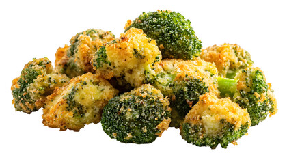 Baked breaded broccoli on a transparent background. isolated background.