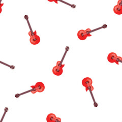 Red electric guitars forming a seamless pattern on a white background, ideal for music themed projects