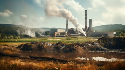 Obraz premium A photo of a bioenergy facility using organic waste.