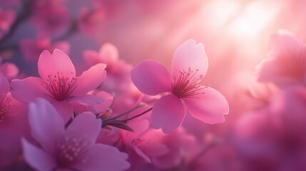 Obraz premium Delicate Cherry Blossoms Bathed in Soft Light