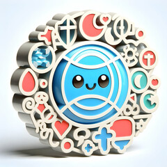 Fototapeta premium 3D Glossy Interfaith Symbols Overlay for World Religion Day Magazine Ad - Unified Harmonious Design with Copy Space - 3D Icon on Isolated White Background for Religious Harmony Visuals