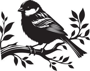 Beautiful sparrow bird silhouette vector illustration isolated on white background