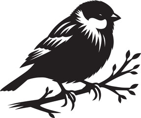 Beautiful sparrow bird silhouette vector illustration isolated on white background