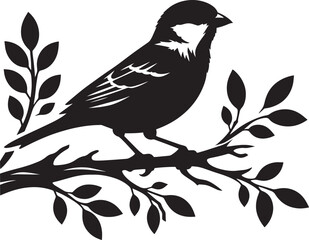 Beautiful sparrow bird silhouette vector illustration isolated on white background