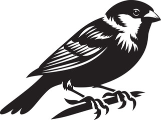 Beautiful sparrow bird silhouette vector illustration isolated on white background