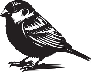Beautiful sparrow bird silhouette vector illustration isolated on white background