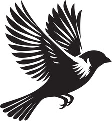 Beautiful sparrow bird silhouette vector illustration isolated on white background