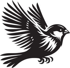 Beautiful sparrow bird silhouette vector illustration isolated on white background