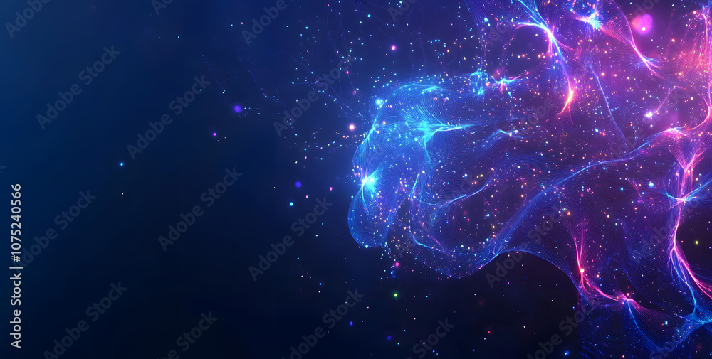 Leinwandbilder a digital abstract background with glowing blue and purple connections forms the shape of an ai brai