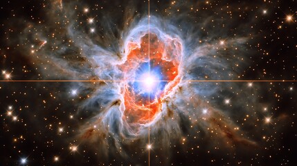 Fototapeta premium A Star Cluster Emitting Light and Gas Within a Nebular Cloud