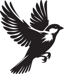 Beautiful sparrow bird silhouette vector illustration isolated on white background