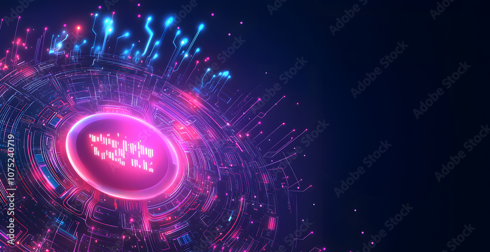 Poster A digital abstract background with glowing blue and purple connections forms the shape of an AI brain on a dark gradient, ideal for tech presentations and social network banners.