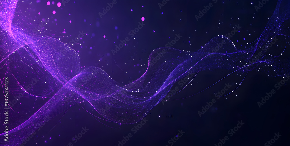 Poster A digital abstract background with glowing blue and purple connections forms the shape of an AI brain on a dark gradient, ideal for tech presentations and social network banners.