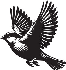 Beautiful sparrow bird silhouette vector illustration isolated on white background