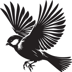 Beautiful sparrow bird silhouette vector illustration isolated on white background