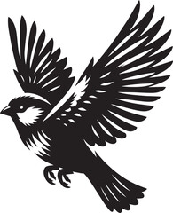 Beautiful sparrow bird silhouette vector illustration isolated on white background