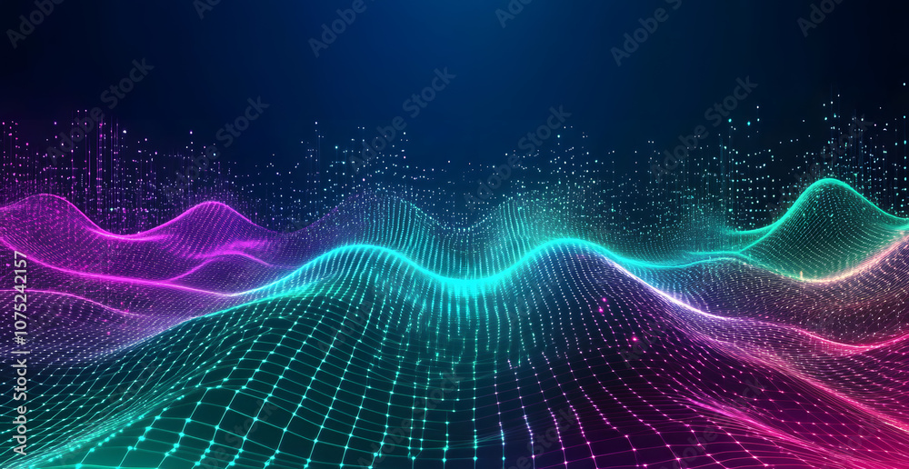 Poster A digital abstract background with glowing blue and purple connections forms the shape of an AI brain on a dark gradient, ideal for tech presentations and social network banners.
