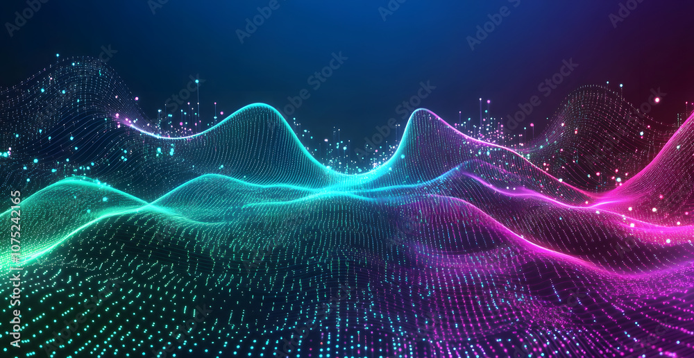 Poster A digital abstract background with glowing blue and purple connections forms the shape of an AI brain on a dark gradient, ideal for tech presentations and social network banners.