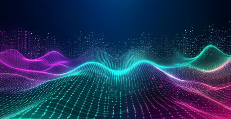 A digital abstract background with glowing blue and purple connections forms the shape of an AI brain on a dark gradient, ideal for tech presentations and social network banners.