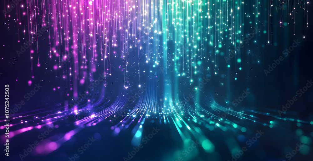 Fototapete A digital abstract background with glowing blue and purple connections forms the shape of an AI brain on a dark gradient, ideal for tech presentations and social network banners.