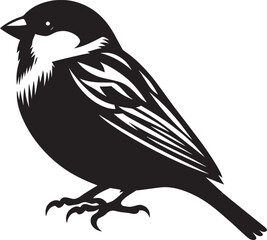 Beautiful sparrow bird silhouette vector illustration isolated on white background