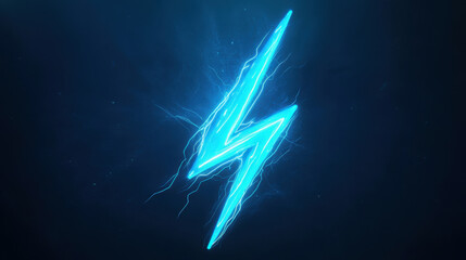 Electric blue bolt on dark background. Energy and power concept art