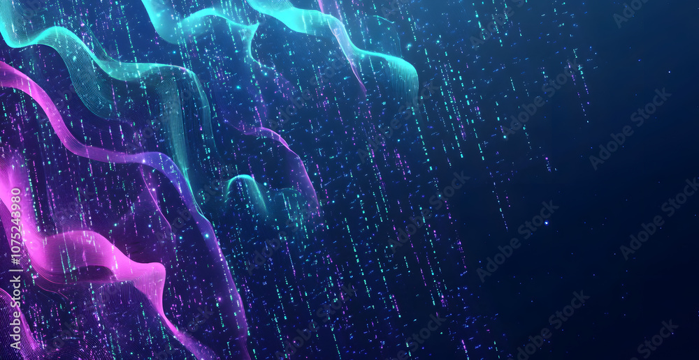 Poster A digital abstract background with glowing blue and purple connections forms the shape of an AI brain on a dark gradient, ideal for tech presentations and social network banners.