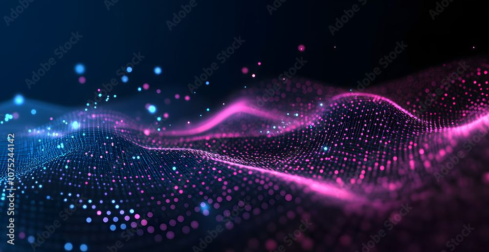 Poster A digital abstract background with glowing blue and purple connections forms the shape of an AI brain on a dark gradient, ideal for tech presentations and social network banners.