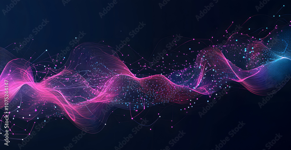 Poster A digital abstract background with glowing blue and purple connections forms the shape of an AI brain on a dark gradient, ideal for tech presentations and social network banners.