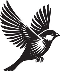 Beautiful sparrow bird silhouette vector illustration isolated on white background