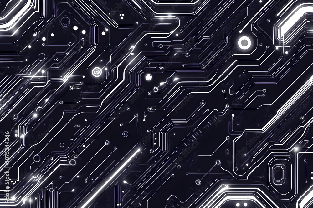 Aufkleber A digital abstract background with glowing blue and purple connections forms the shape of an AI brain on a dark gradient, ideal for tech presentations and social network banners.