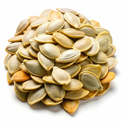 Pumpkin seeds neatly arranged in a small bowl, placed