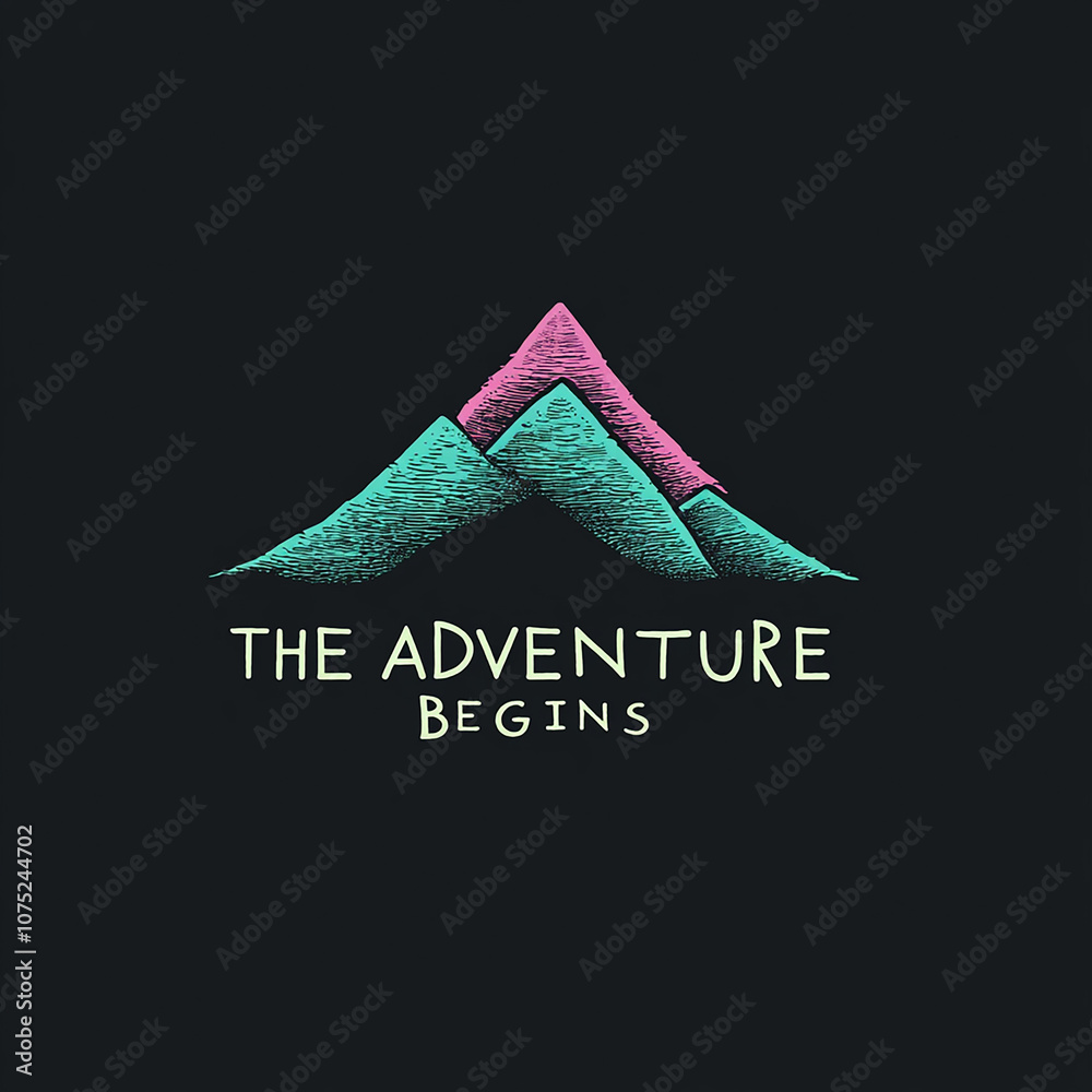 Fototapete logo, elegant style with text the adventure begins, soft lines and shapes, simple minimalistic style