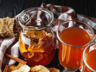 Organic Apple Uzvar Compote Fresh, Sweet, and Aromatic Vegan Drink with Citrus, Cinnamon, Dried Fruits