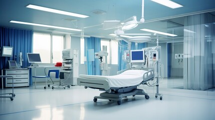A photo of a cardiovascular care unit in a hospital.