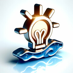 3D Glossy Light Reflection Water Surface Symbolizing Clarity Epiphany - Ideal Background for Advertisements Magazine Covers Text Space, Modern Visual for Epiphany Theme.